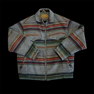 Vintage Woolrich Lined Striped Jacket Multicolor Wool Blend Barn Chore Size M - Picture 1 of 17