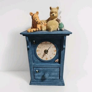 Border Fine Arts Classic Winnie The Pooh Tigger Piglet Clock With Drawer Blue - Picture 1 of 10