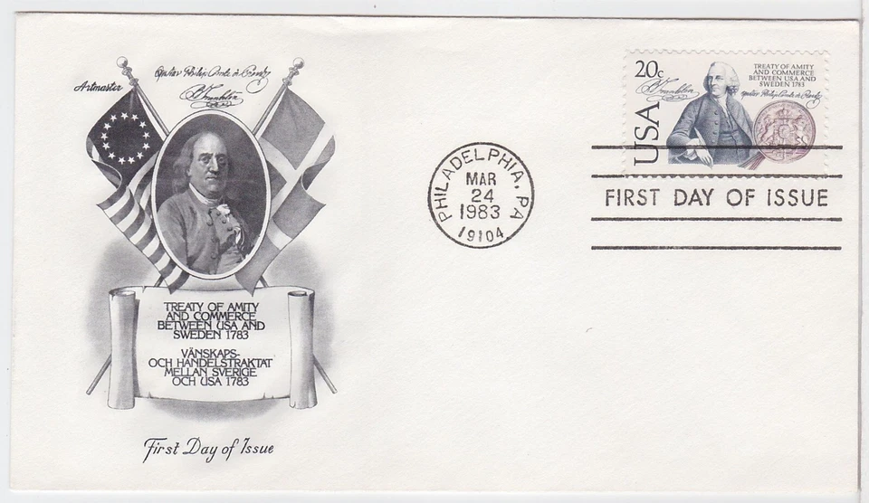 TurtlesTradingPost- Treaty USA & Sweden- 1983 #2036 - Artmaster FDC - Image 1 of 1