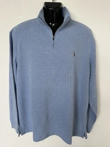 POLO RALPH LAUREN Mens Designer Half Zip Knit Jumper Sweater Size XL Blue BNWT - Picture 1 of 7