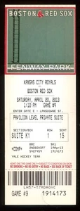 2013 April 20th Full Ticket Red Sox Royals David Ortiz Pregame Speech Fenway Pk - Picture 1 of 2
