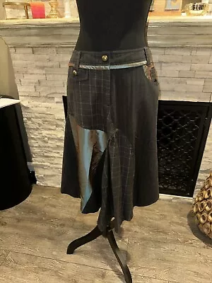 Surrealist Boho Asymmetrical Womens Brown Patchwork Skirt Size 2 (Medium) - Image 1 of 4