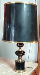 Lampe à poser Design années 1970 Delmas/lampe noir doré design/luminaire design
