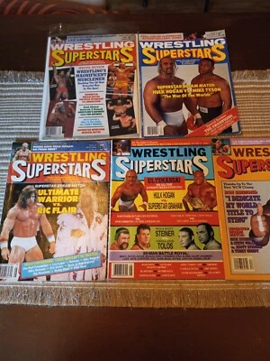 Exc Wrestling superstar Magazine 5 item lot 1988-92 WWF NWA blood NWA Hulk Flair - Image 1 of 4