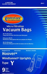 Hoover WindTunnel Upright Type Y Vacuum Bags Microfiltration with Closure - 9 Pa - Picture 1 of 1