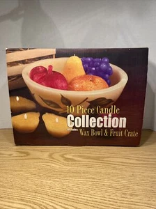10 Piece Fruit Candle Collection With Wax Bowl & Fruit Crate Unscented - Picture 1 of 5