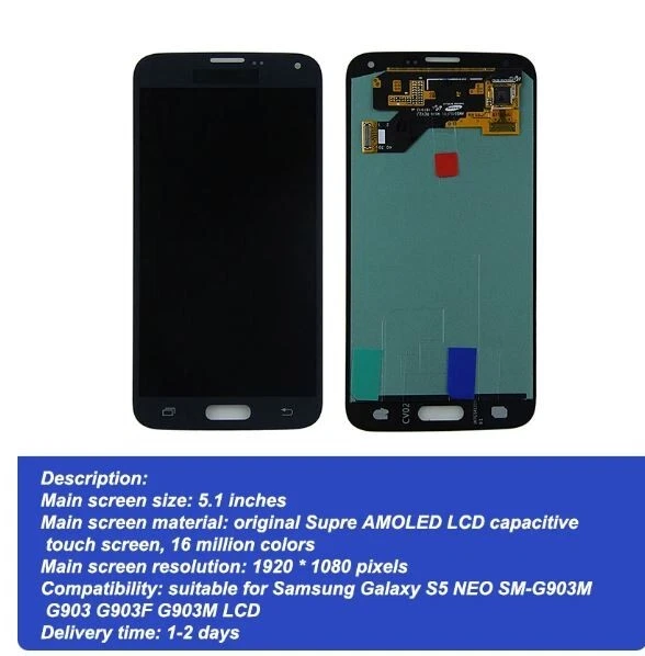 Samsung Galaxy S5 Neo LCD screen touch digitizer assembly black G903w G903w8 - Bild 1 von 1