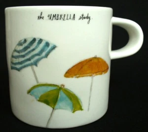 New~RARE~Retired~HAND PAINTED~Rae Dunn~THE UMBRELLA STUDY~3"x3"~Mug - Picture 1 of 10