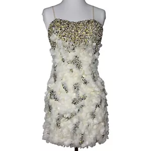 Musani Couture Beaded Rhinestone Pearl Bridal After Party Mini Dress Size S READ - Picture 1 of 10