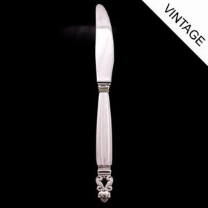 Georg Jensen Silver Dinner Knife, Long Handle, Serrated - Acorn/ Konge - Picture 1 of 1