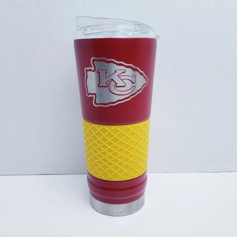 Kansas City Chiefs Stainless Steel Insulated Tumbler With Lid 24 Oz. Made in USA Cover