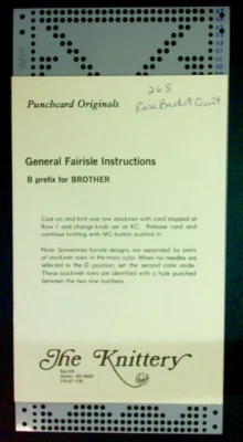 Brother Knitting Machine Punch card Rose Basket Quilt Fairisle Pattern Card - Image 1 of 2