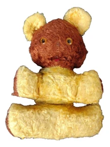 Vintage Antique Well Loved Stuffed Saw Dust Teddy Bear Two Tone 8" - Picture 1 of 7