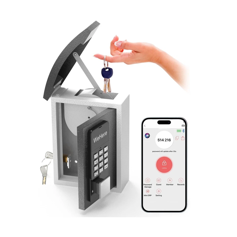 DIDIHERE Key Lock Box with Drop Slot, Porch Hide a Key Box Wall Mount, Smart Key LockB...