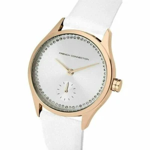 French Connection Louisa FC1272WRG Women's Watch With White Leather Strap - Picture 1 of 12
