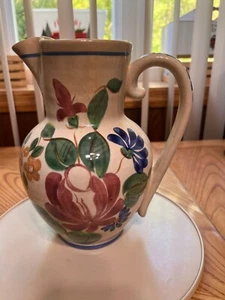 Vintage. RED WING KERAMIK ORLEANS WASSERKRUG AUS DEN 40ER JAHREN CREME UND FLORAL - Bild 1 von 8