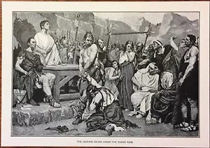 RARE 1882 Steel Engraving The Iberians Driven Under The Roman Yoke - Picture 1 of 1