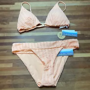 ISABELLA ROSE Champagne Beaded Bikini Top/ Maui Bottom peach, Large -Dcup - Picture 1 of 11