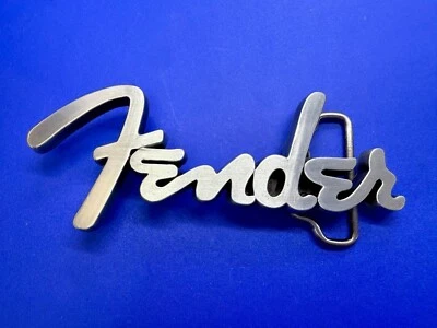 Electric Fender Guitar Cutout Lettering Silver Color Musician NOS Belt Buckle - Image 1 of 4