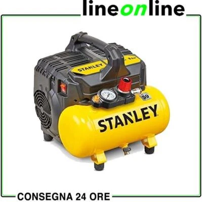 Compressore aria portatile 6 lt Stanley DST 100/8/6 silenzioso oil free 8bar 1Hp - Immagine 1 di 4