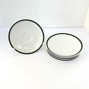 Lot of 5 Williams-Sonoma BRASSERIE GREEN SAUCERS 6.5" For Flat Cup & Saucer Set - Picture 1 of 11