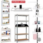 Plastic Shower Caddy Corner Shelf Bathroom Pole Rack Basket Kitchen Storage Unit