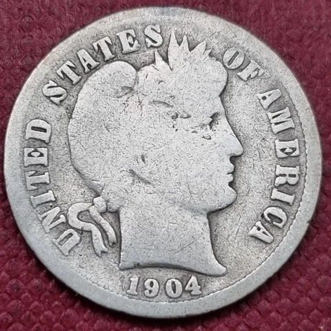 1904 S Barber Dime 10c Circulated #60380 Cover
