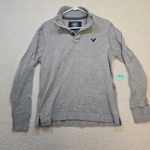 American Eagle Shirt Mens Medium Gray Henley Thermal Waffle Knit Long Sleeve - Picture 1 of 7