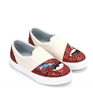 €375 CHIARA FERRAGNI Coqueteo Brillo Zapatos Sin Cordones Talla 38 Hechos en Italia *En muy buena condición* - Imagen 1 de 9