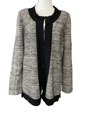 Chaqueta Misook Mujer Mediana Negra Gris Tejida Frente Abierto Cárdigan Blazer Acrílico Foto 1 de 4