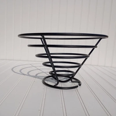 锻铁面包篮黑色锥形水果碗锥形钢丝装饰 — 第 1/4 张图片