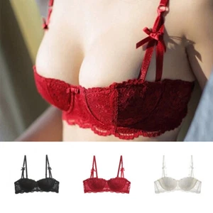 Sexy Stickerei Cup Büstenhalter Halb Dessous Push Up Bügel Spitze Damen BH - Bild 1 von 16