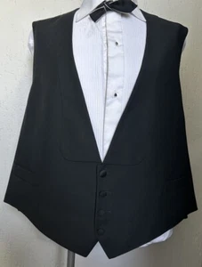 Men’s Vintage Style Black Evening Waistcoat Wool European Corneliani XL XXL - Picture 1 of 4