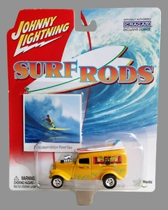 Johnny Lightning 1933 JEEP WILLYS PANEL VAN Yellow Surf Rods Seried W/ Surfboard - Picture 1 of 13
