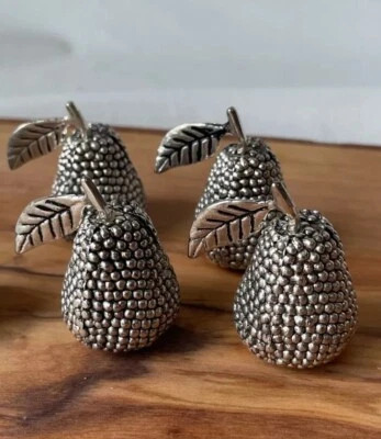 Vintage Godinger Prata Maçã Pera Ameixa Conjunto de Porta-Cartões Marshall Field - Imagem 1 de 4