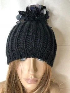 Damen Neu mit Etikett INC International Concepts schwarze Beanie Mütze Paillette EINHEITSGRÖSSE - Bild 1 von 6