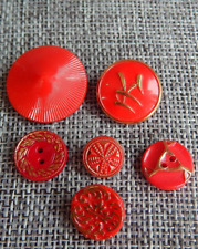 Lot of Antique Vtg Glass Buttons Red #2417