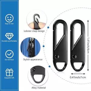 6x Zipper Puller Repair Metal Slider Replacement Fix Bag Coat Instant Clip On - Picture 1 of 2