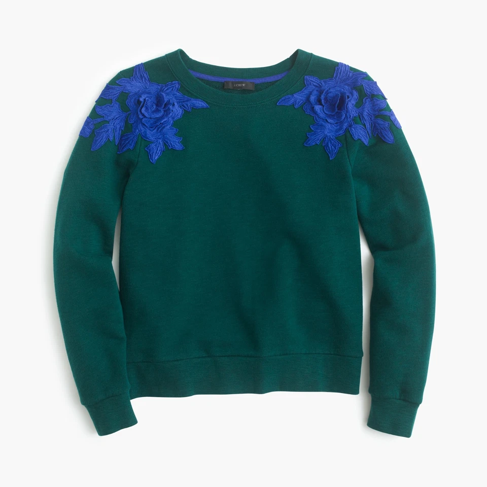 Novo com etiquetas-XS-J.Crew: moletom com aplique floral - Imagem 1 de 1