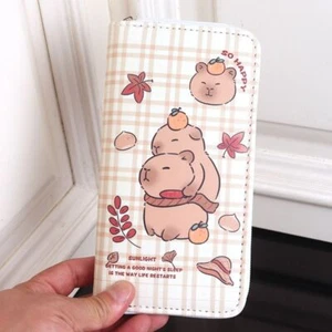 Long Purse PU Leather Coin Purse Cute Capybara Wallet Travel - Picture 1 of 6