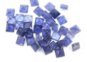 Natural Iolite Square Cut Lot Loose Gemstone 5 MM For Jewelry Making P-2625 - Picture 1 of 8