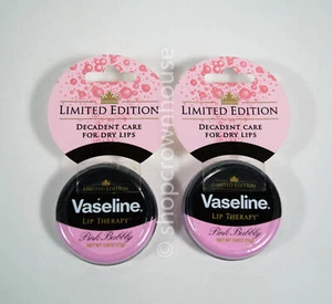 2 Vaseline Limited Edition Lip Therapy tin 0.6 oz - PINK BUBBLY - Picture 1 of 1