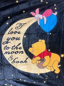 Winnie The Pooh Soft 50x60 Throw Blanket " I love you to the moon and back " - Picture 1 of 2