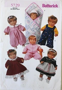 Butterick 5729 Baby Doll Clothes Dress Bunting 14"-15" 17"-18" Sewing Pattern FF - Picture 1 of 1