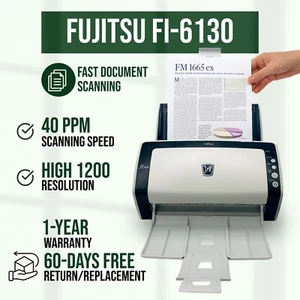 Fujitsu Fi-6130 Advanced Document Scanner for Efficient Workflow w/Accessories - Picture 1 of 18