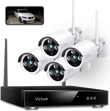 Wireless CCTV System Victure 8CH NVR 4PCS 1080P Outdoor Security Cams IP66 NO HD