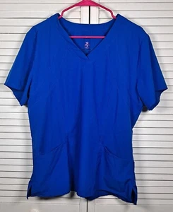 Natural Uniforms Ladies Short Sleeve Scrub V-Neck Scrub Top Navy Size L NWOT - Picture 1 of 6