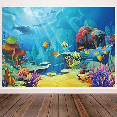  Fundo Under The Sea Backdrop Ocean Little Mermaid Backdrop para 7′x5′ - Imagem 1 de 4