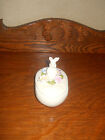 Pretty  Easter Bunny Egg Vtg Capodimote Porcelain Bunny Floral Cover Candy Dish