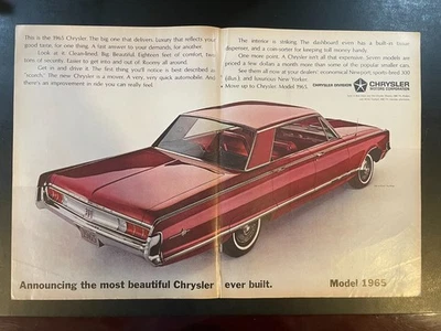 1965 2-Page Print Ad: Chrysler 300 4-Door Hardtop - Red - 13.5 x 20.5 READ - Image 1 of 4